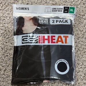 32 Degrees Women's Long Sleeve Scoop Neck Tees - Black (2 Pack)
